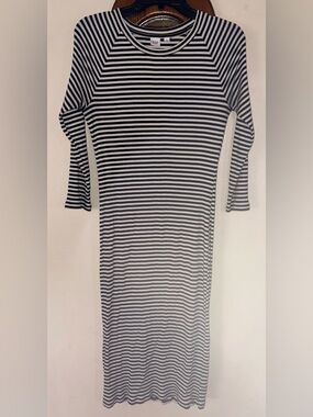 GAP Black & White Striped Midi Dress